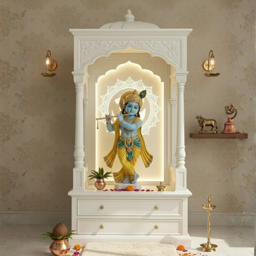 Nityalaya Teak Wood Mandap (White) lifestyle view