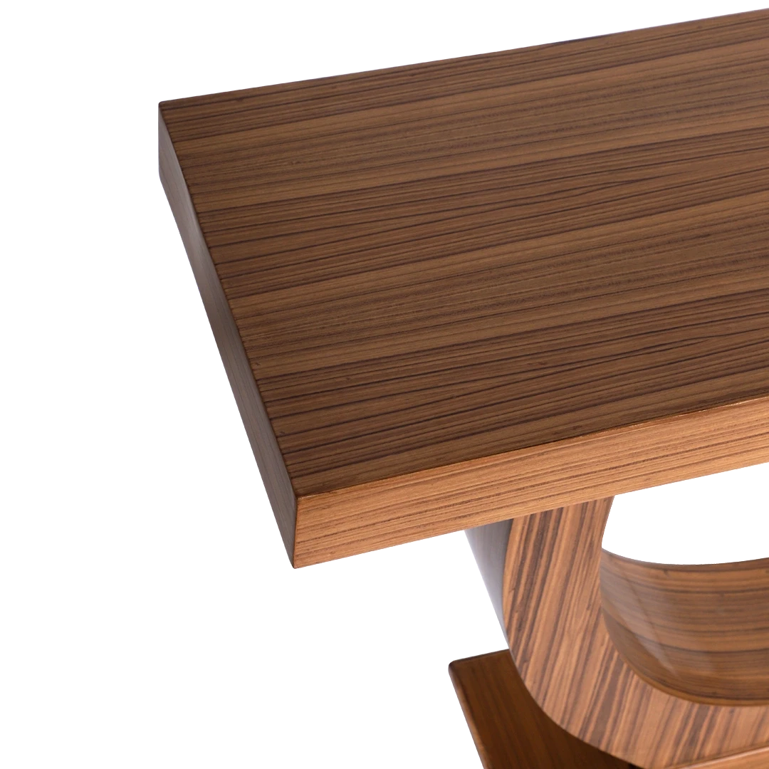 Nobilic Solid Wood Console Table in Teak color zoom view top