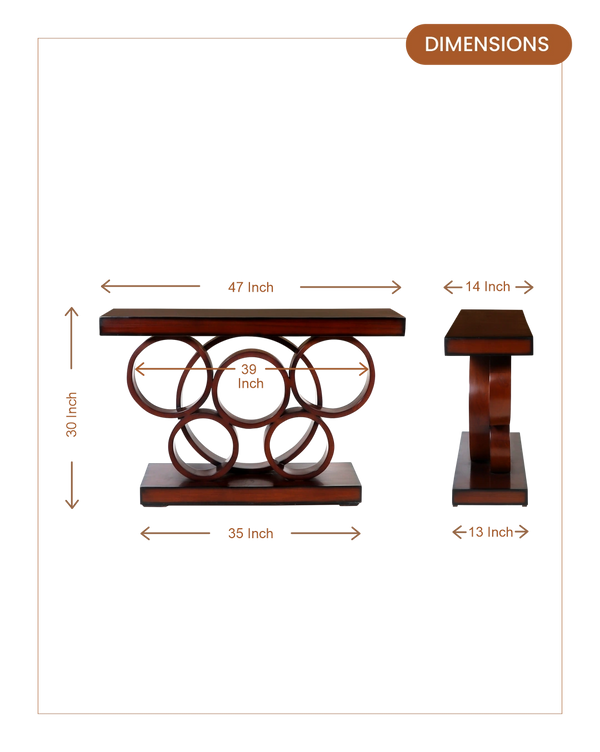 Noble Solid Wood Console Table (Brown) dimensions
