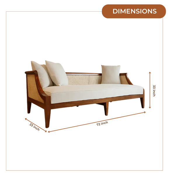 Noorvan Solid Wood Love Sofa (Teak) Dimensions