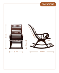 Omaha Teak Wood Rocking Chair (Brown) dimensions