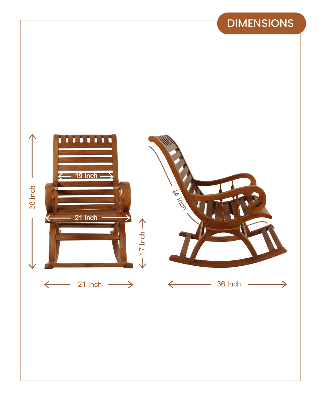 Omaha Teak Wood Rocking Chair (Brown) omaha