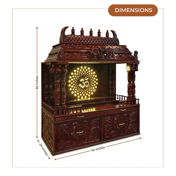 Omprabha Teak Wood Mandap (Brown) dimensions