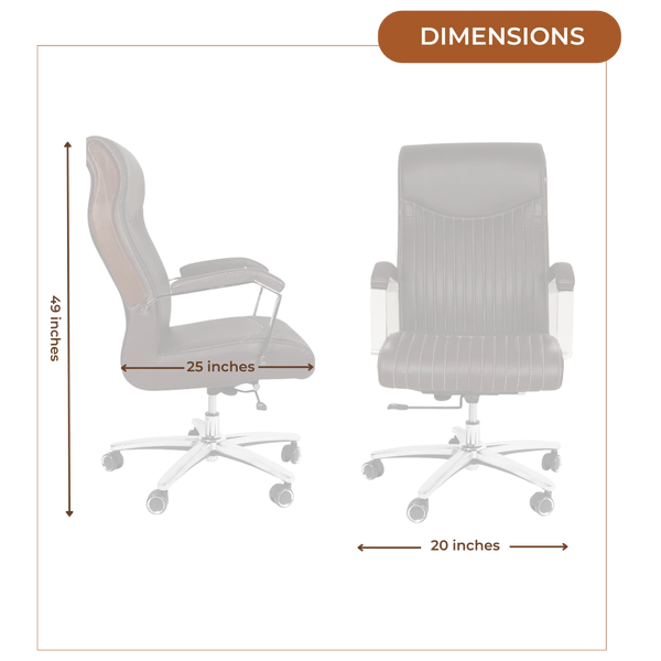 Onesta High Back Office Executive Chair (Brown) Dimensions