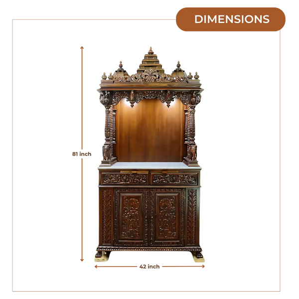 Padmanidhi Teak Wood Mandap (Brown) dimensions