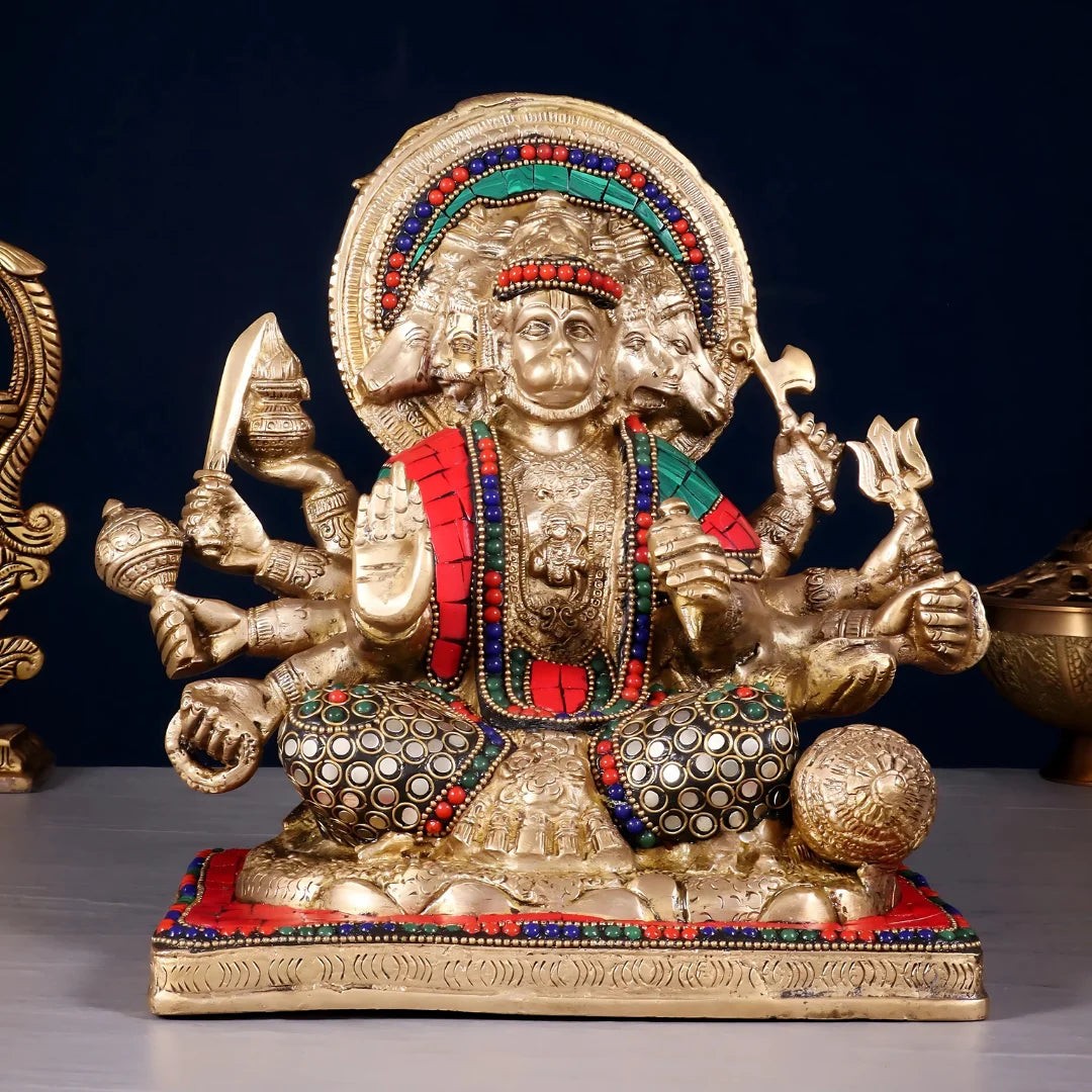 Panchamukhi Hanuman Brass Idol 10 lifestyel view