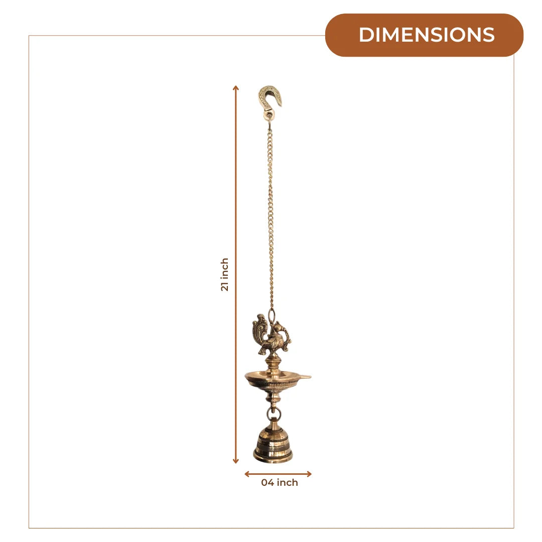 Peacock Brass Hanging Diya dimensions
