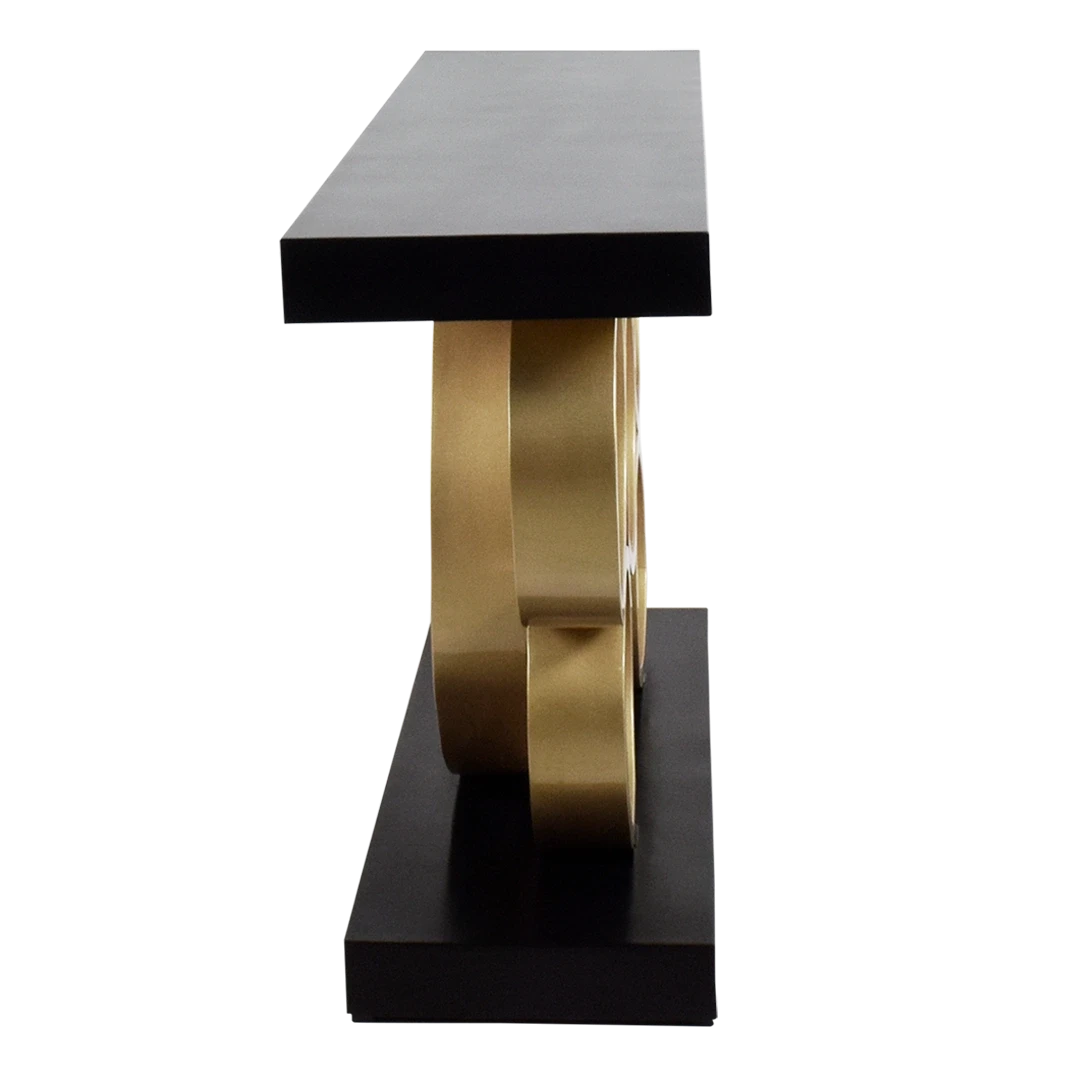 Pique Solid Wood Console Table in Brown Gold color side view