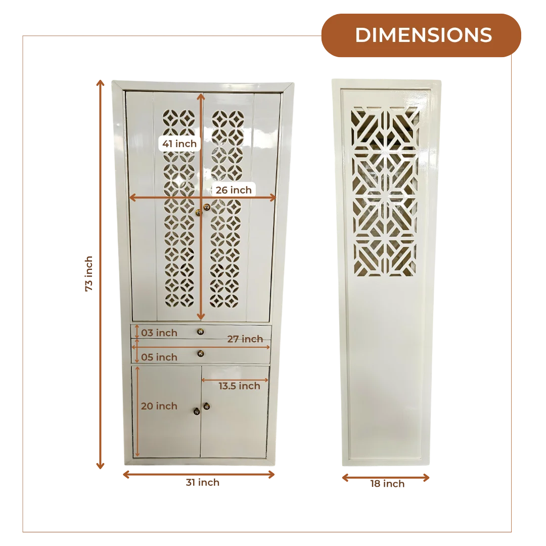 Prakash Dham Teak Wood Mandap (White) dimensions