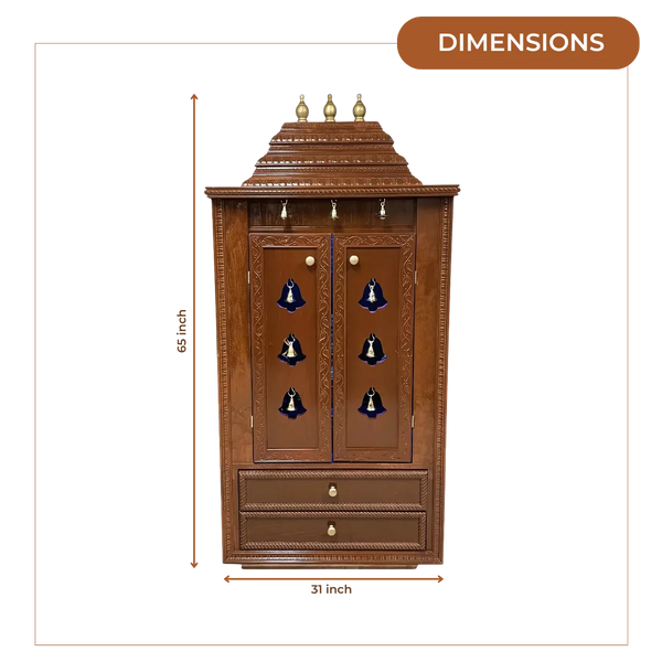 Prarthana Teak Wood Mandap (Cinnamon) dimensions