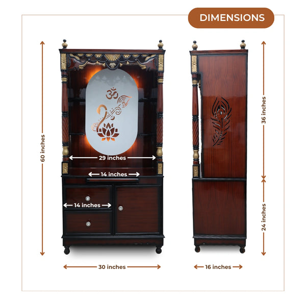 Prarthika Teak Wood Mandap (Brown) dimensions image