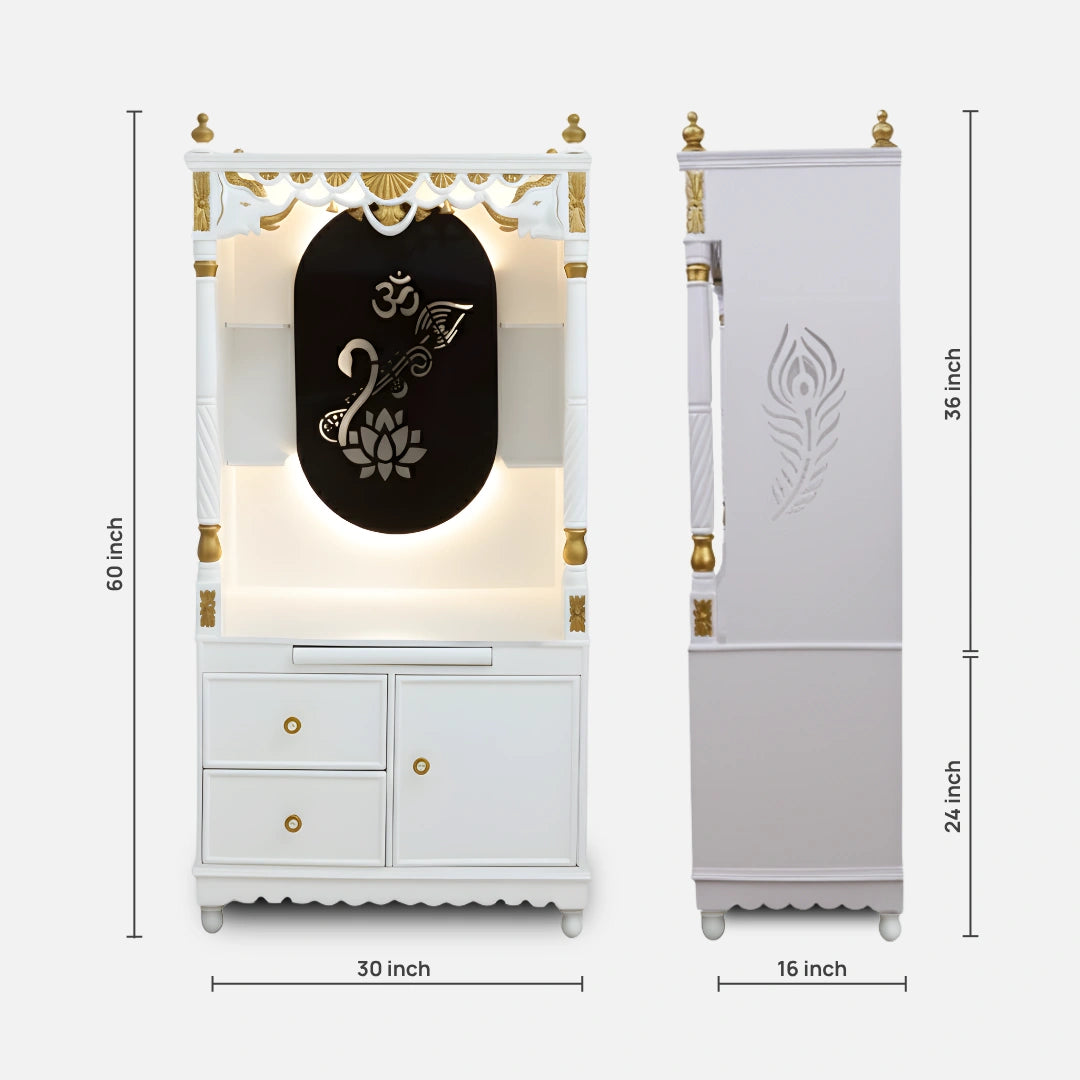Prarthika Teak Wood Mandap (White) dimensions