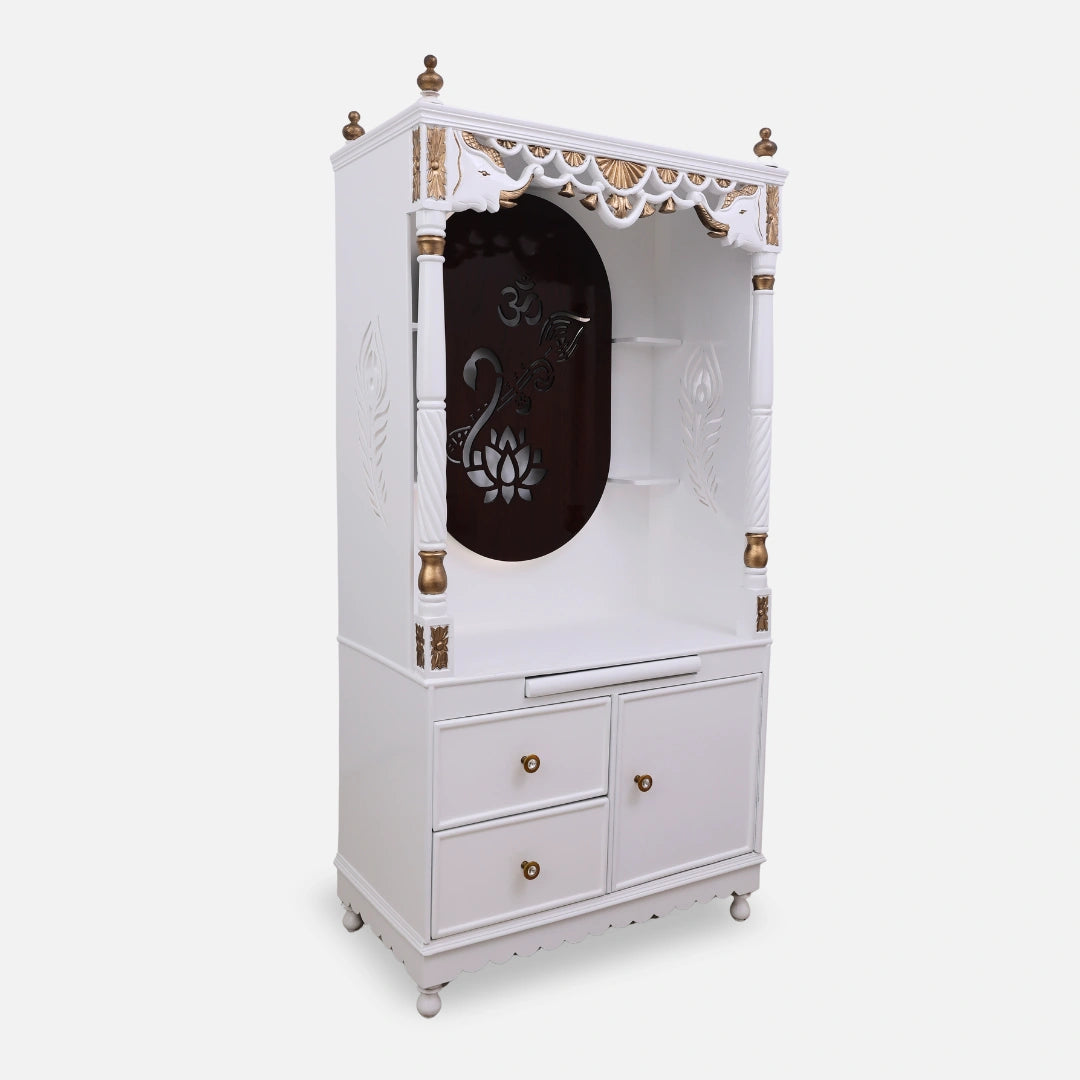 Prarthika Teak Wood Mandap (White) side angle
