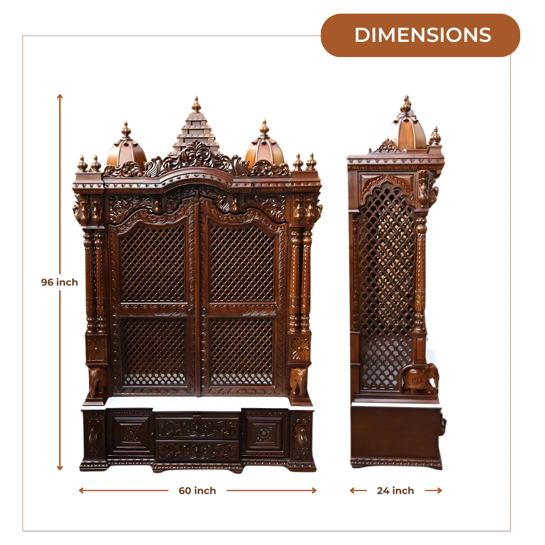 Prarthya Teak Wood Mandap (Brown) Dimensions