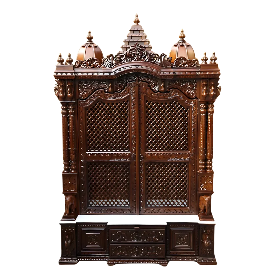 Prarthya Teak Wood Mandap (Brown) Front view