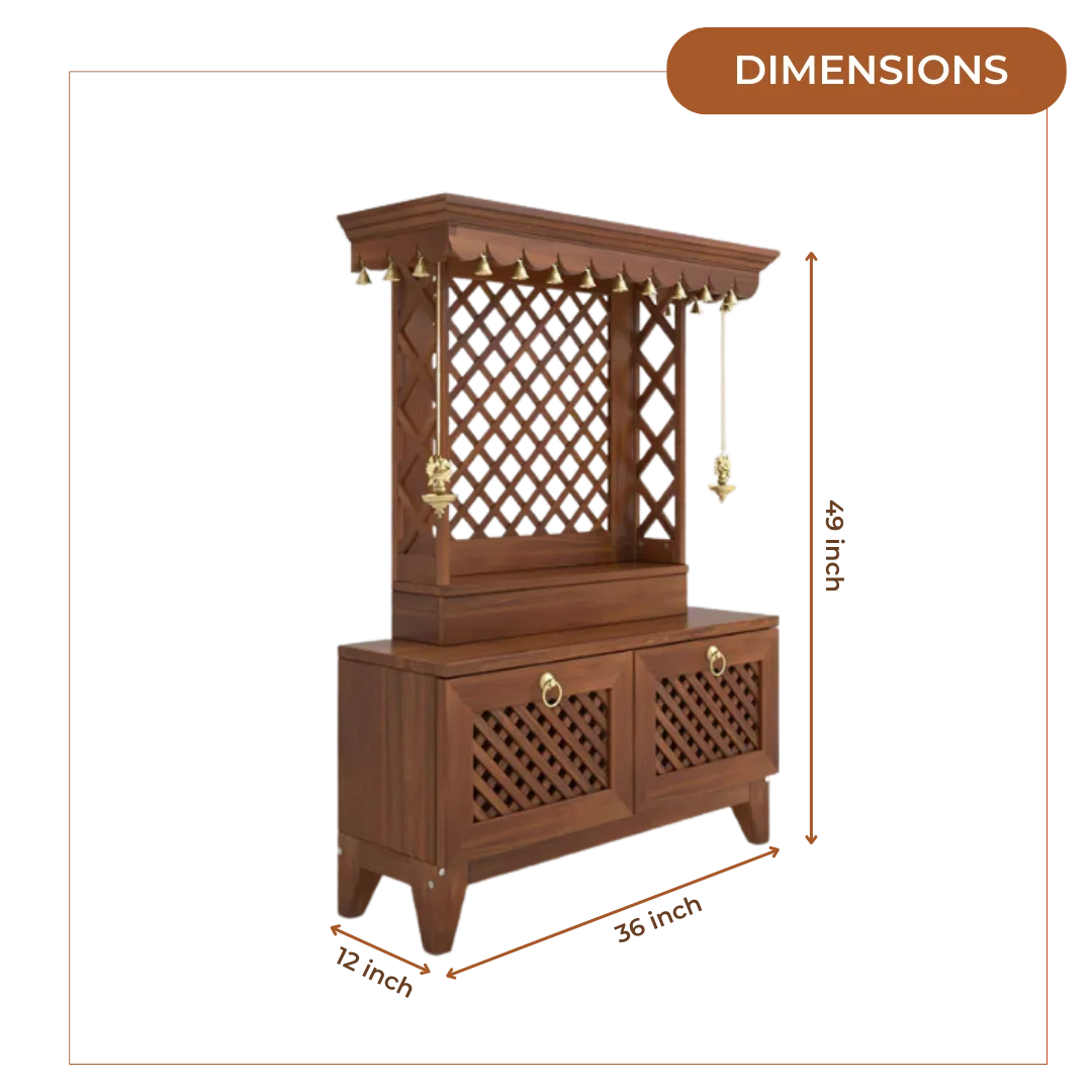 Pravaha Teak Wood Mandir (Teak) Dimensions