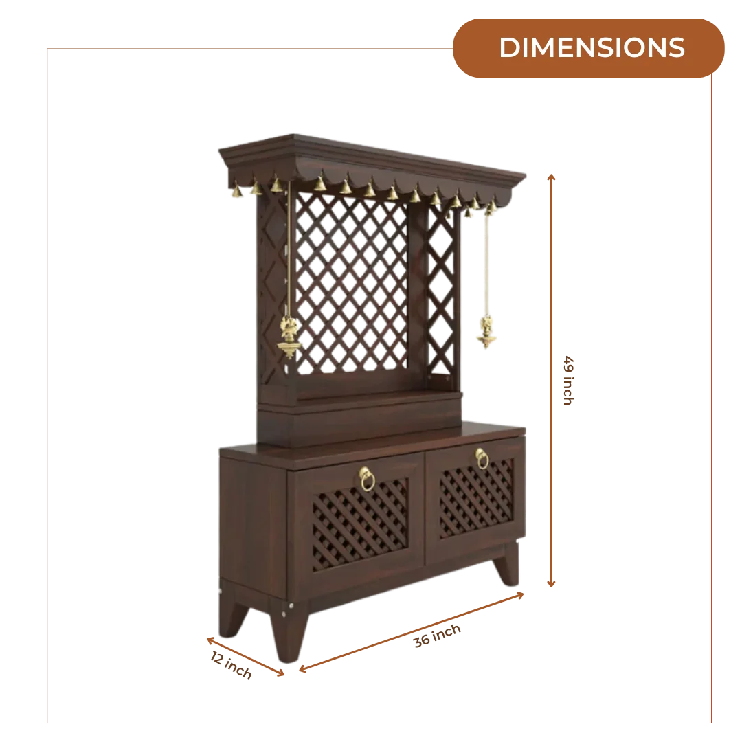 Pravaha Teak Wood Mandir (Wenge) Dimensions