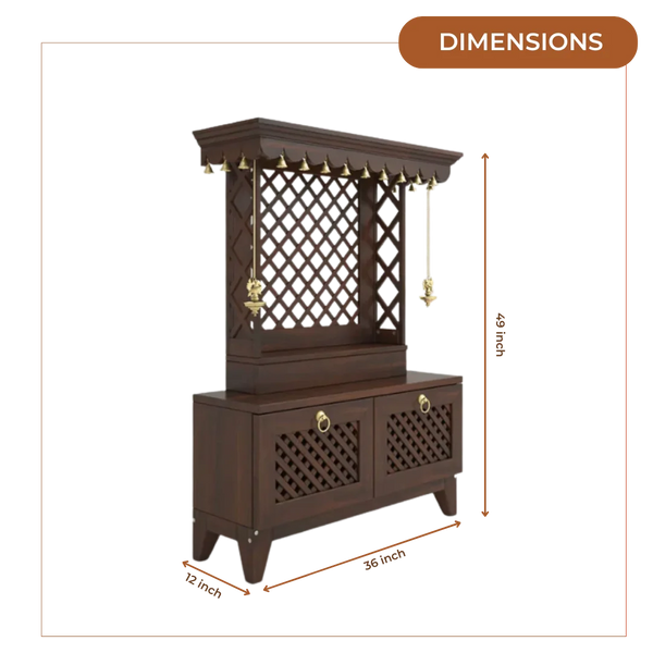 Pravaha Teak Wood Mandir (Wenge) Dimensions
