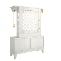 Pravaha Teak Wood Mandir (White) back view