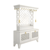 Pravaha Teak Wood Mandir (White) side view