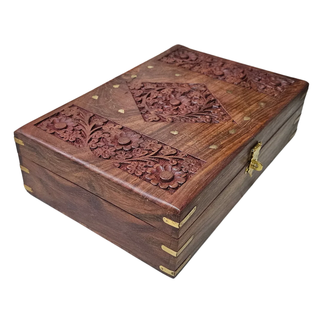 Premium Teakwood Pooja Box (Large) side view