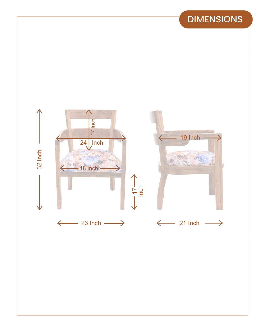 Projakto Teak Wood Living Room Chairs (Teak) dimensions