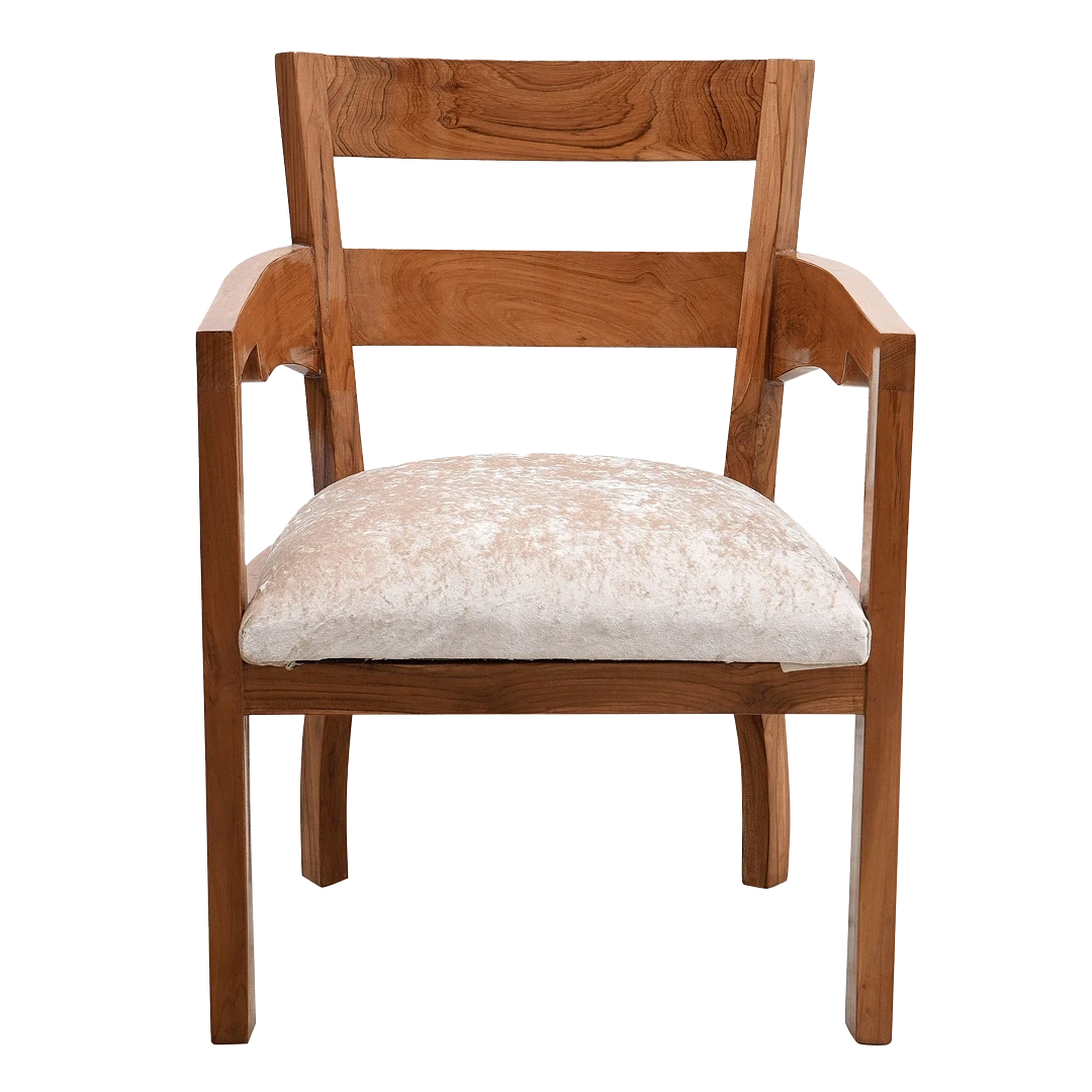 Projakto Teak Wood Living Room Chair in Teak Biege color front view