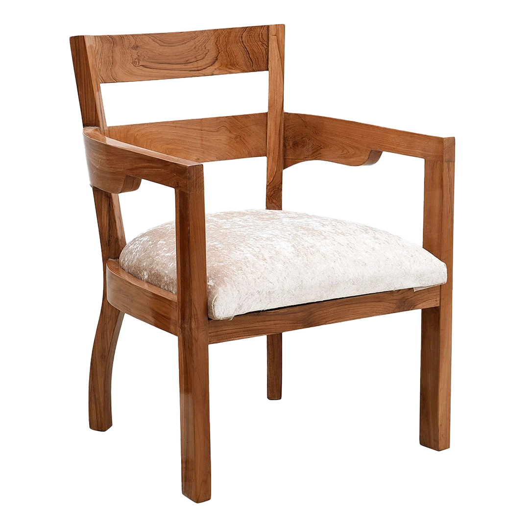 Projakto Teak Wood Living Room Chair in Teak Biege color 45° side view
