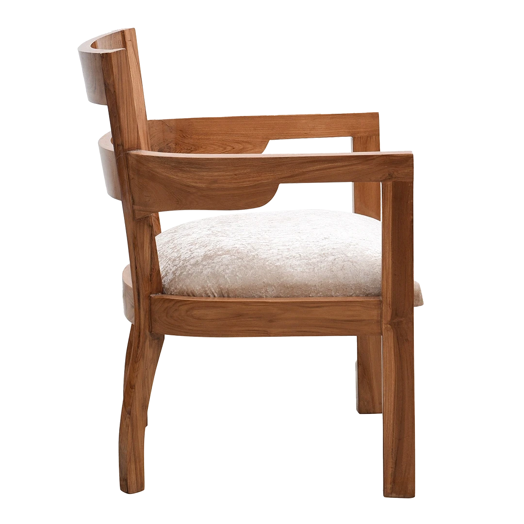 Projakto Teak Wood Living Room Chair in Teak Biege color side view