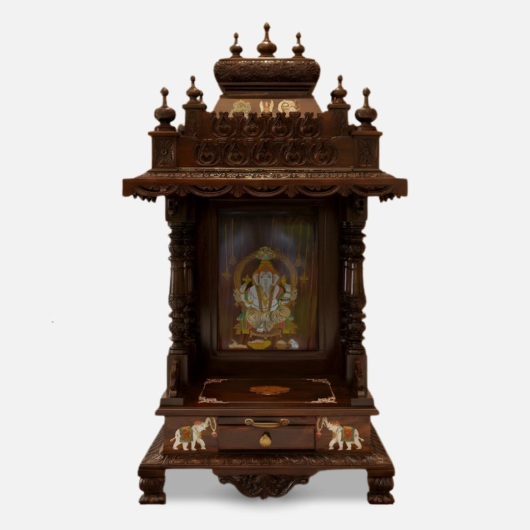 Pushkaram Teak Wood Mandir (Brown)front view