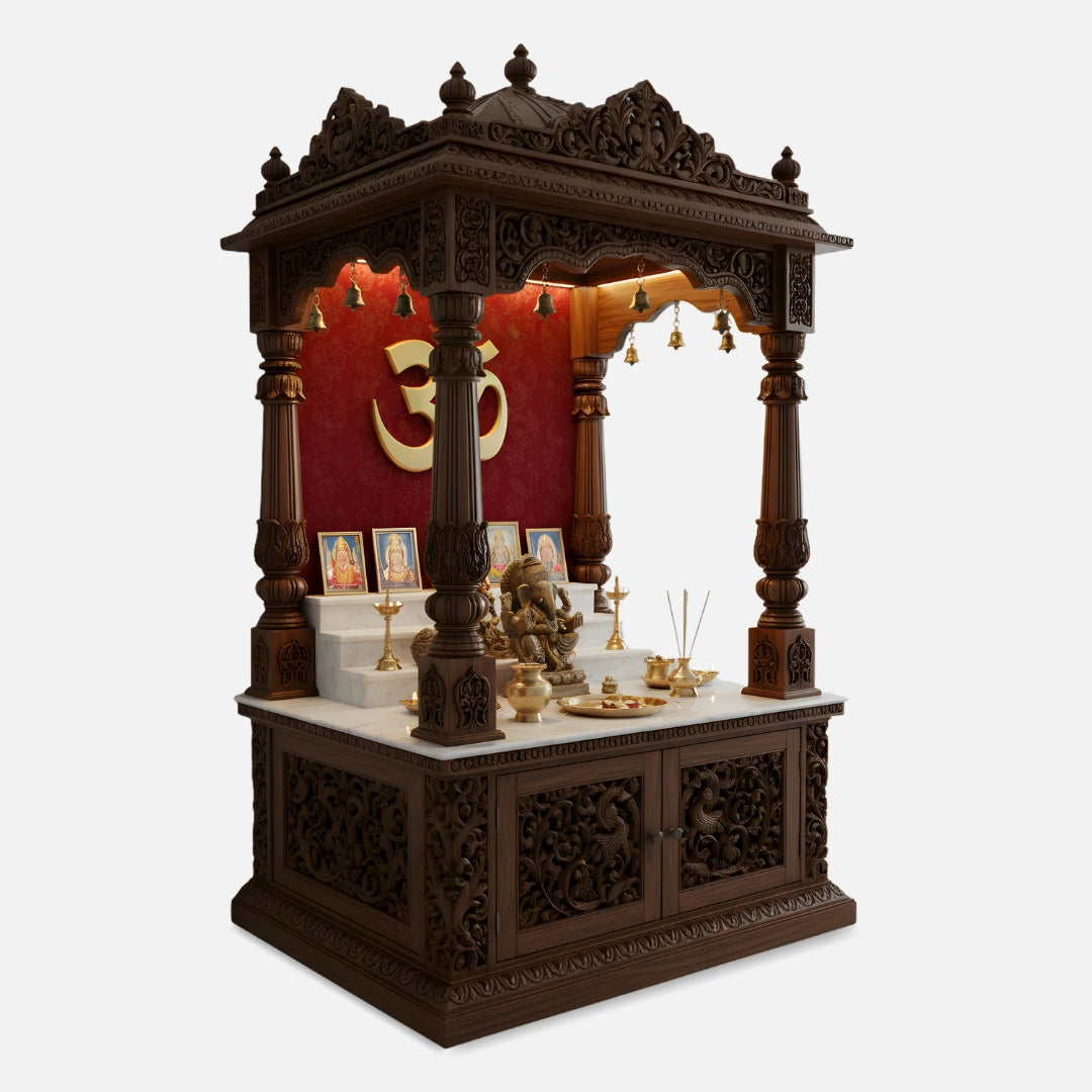 Raktashri Teak Wood Mandap (Brown) side angle