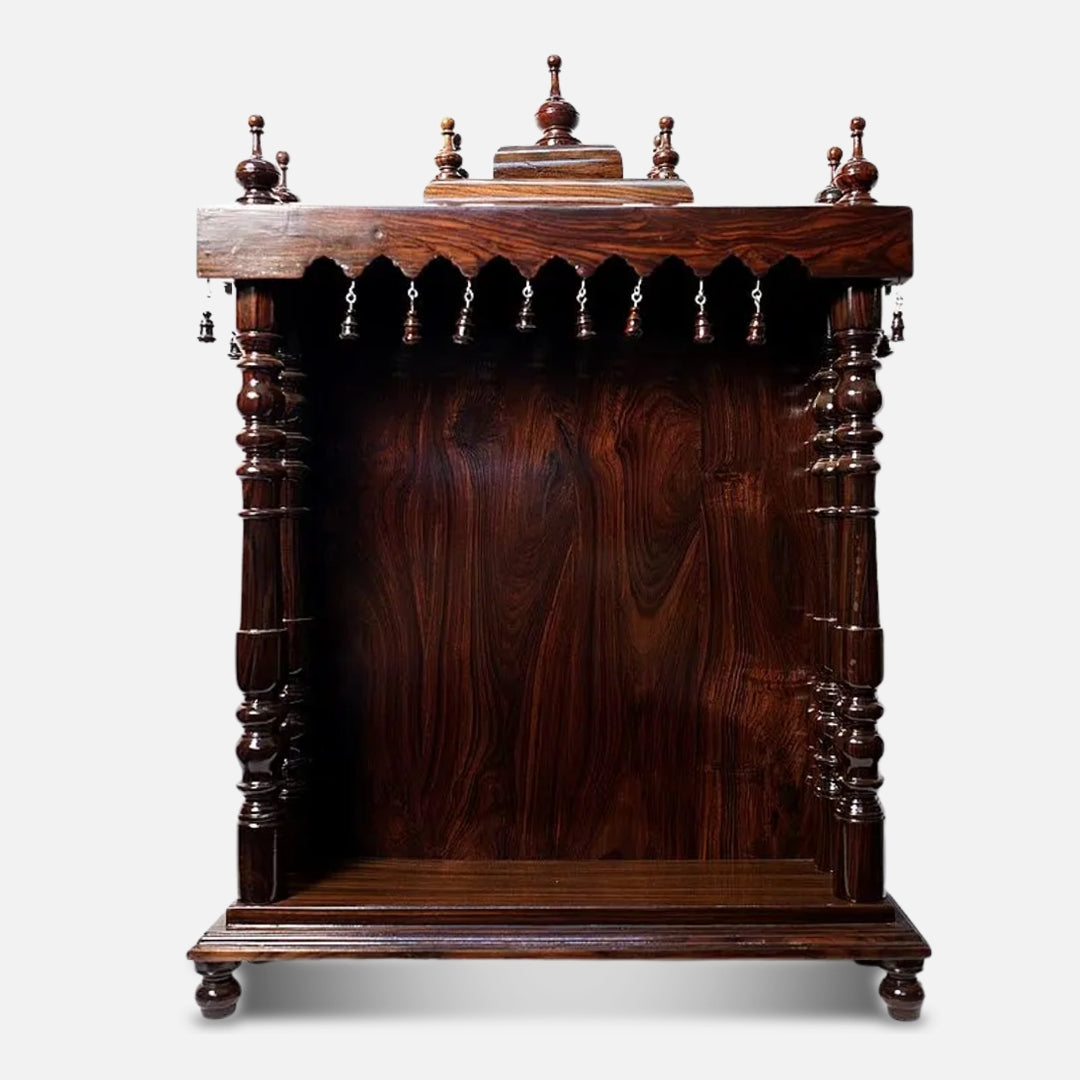 Ratnalekha Teak Wood Mandir (Brown) front view