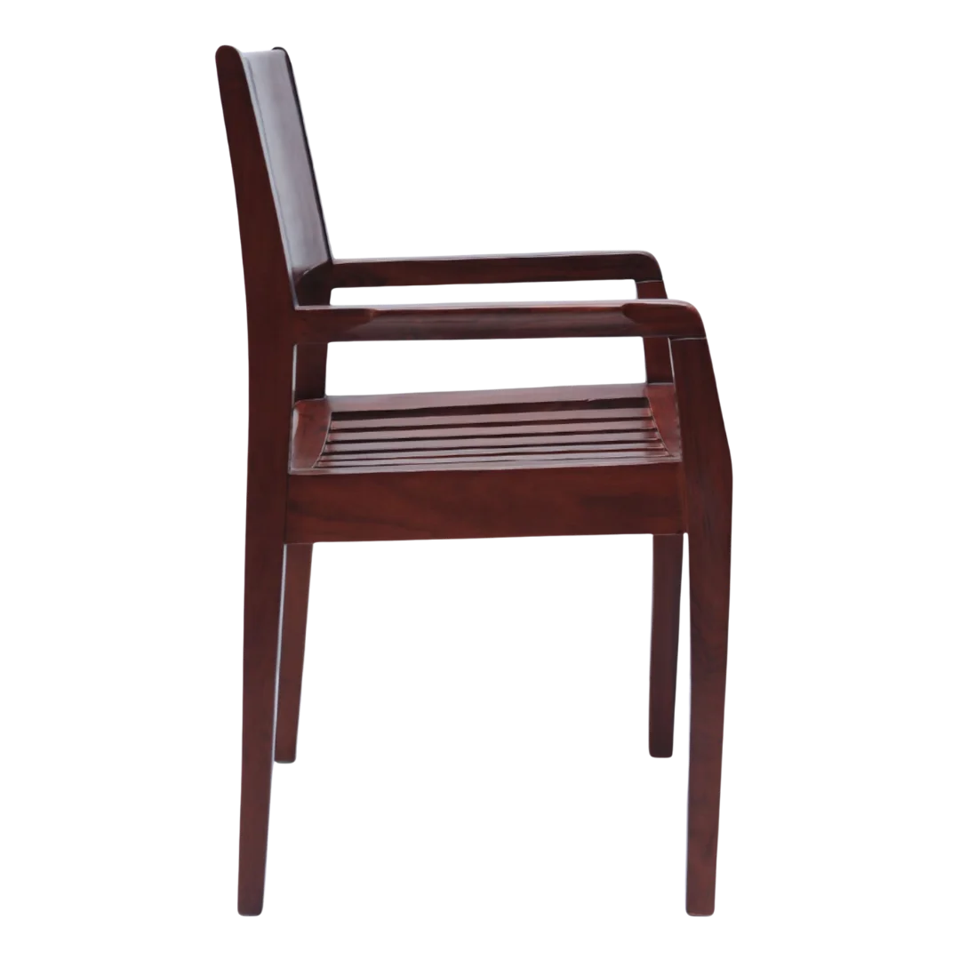 Raviso Teak Wood Bedroom Chairs (Brown) Side Angle