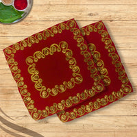 Red Velvet Pooja Aasan with Heavy Golden Embroidery main view