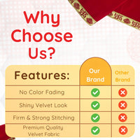 Red Velvet Pooja Aasan with Swastik Border – 09x13.4 Inch features view