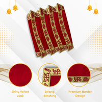 Red Velvet Pooja Aasan with Swastik Border – 09x13.4 Inch speclication view