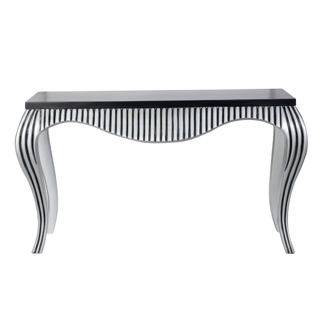 Regat Solid Wood Console Table in Brown Silver color front view
