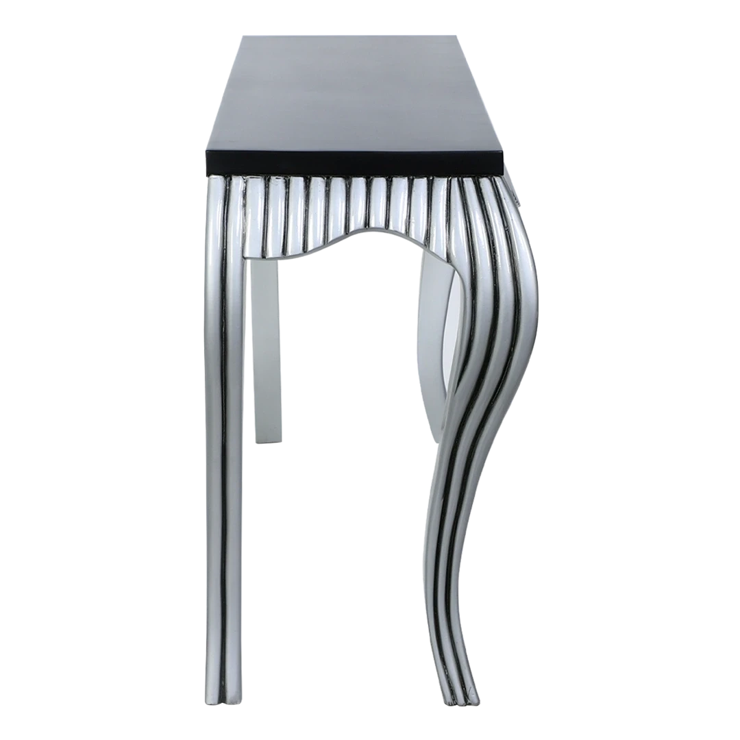 Regat Solid Wood Console Table in Brown Silver color side view