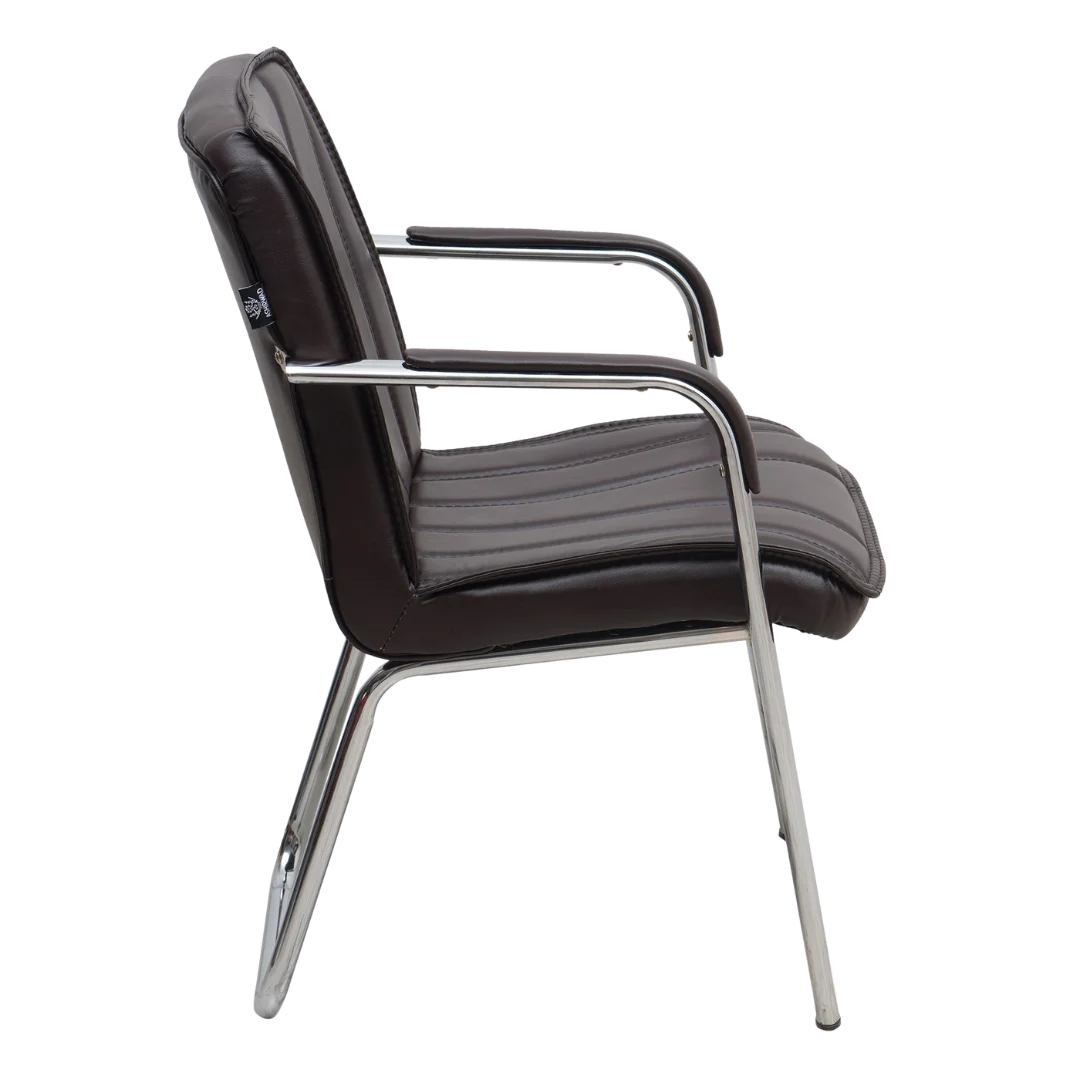Restry Visitor Chair with Armrest(Brown) side view