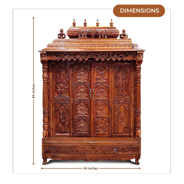 Riddhi Teak Wood Mandir (Teak) dimensions