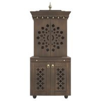 Rudralaya Teak Wood Pooja Mandap with Door (Brown) Front View