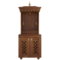 Rudralaya Teak Wood Pooja Mandap without Door (Teak) Front View