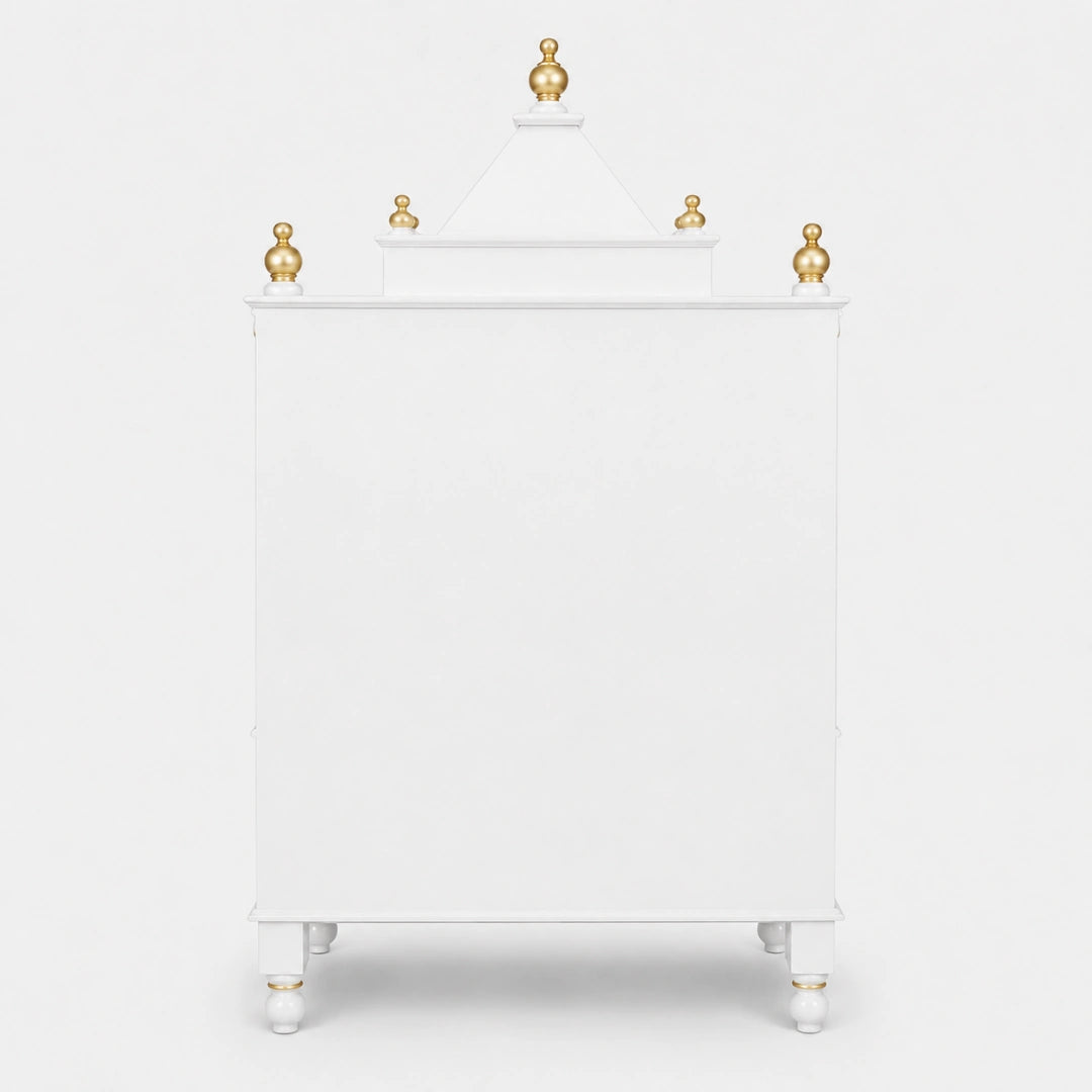 Sacred Home Large Floor Rested Pooja Mandir without Door (White Gold) Back View
