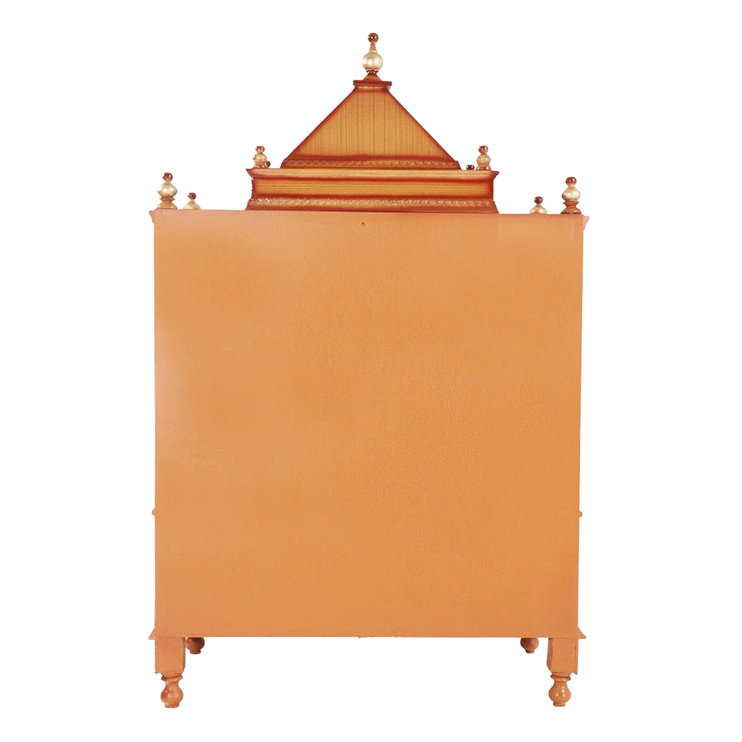 Sacred Home Large Floor Rested Pooja Mandir with Door (Teak Gold)