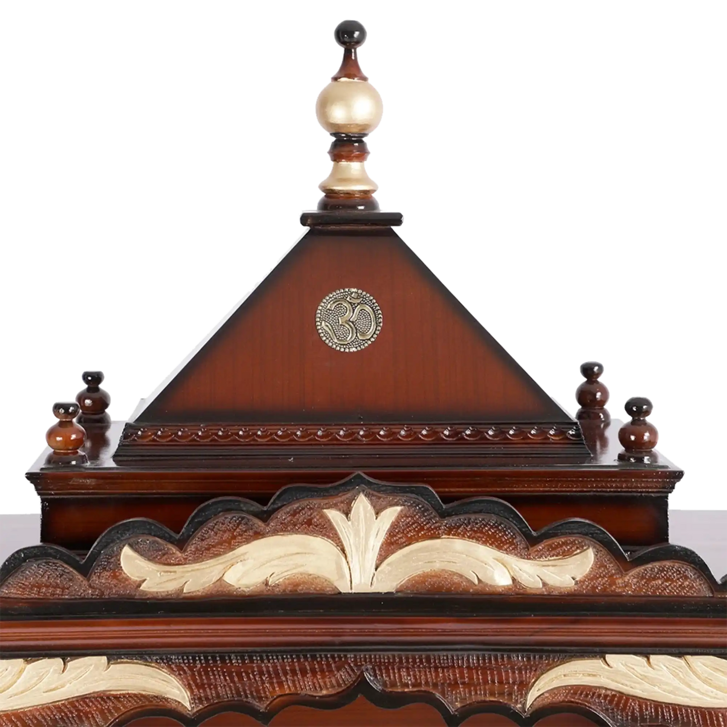 Sacred Home Large Floor Rested Pooja Mandir/Wooden temple for home in Brown Gold color zoom view dome