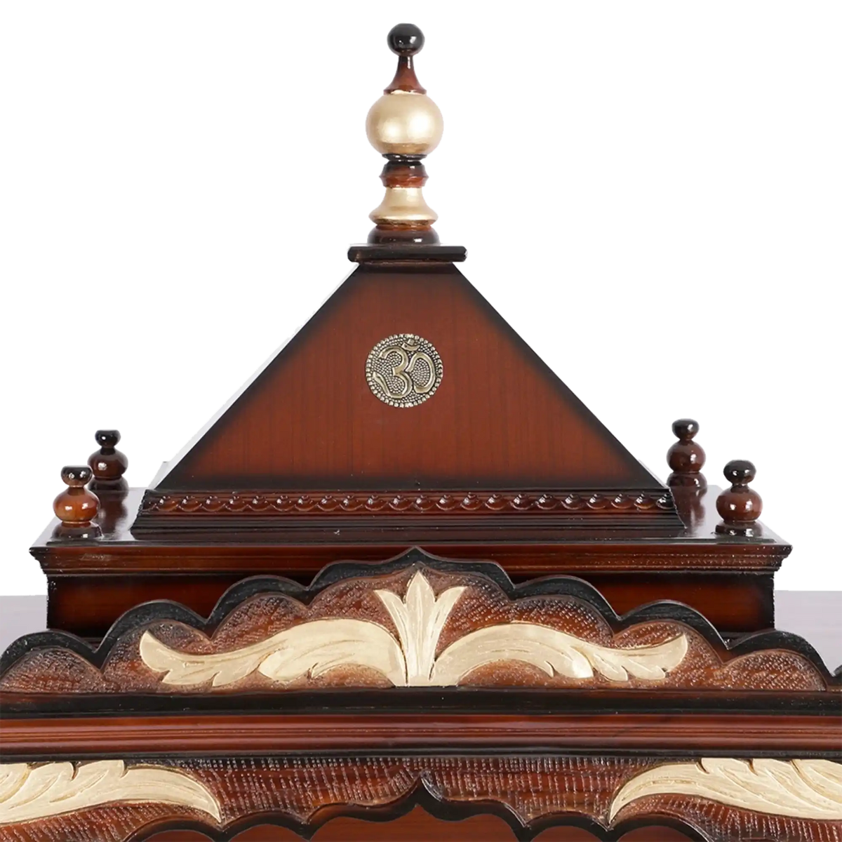 Sacred Home Large Floor Rested Pooja Mandir/Wooden temple for home in Brown Gold color zoom view dome