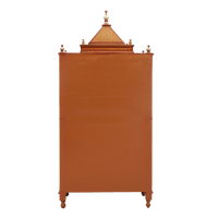 Sacred Palace Large Floor Rested Pooja Mandap/Wooden temple with doors for home in Teak Gold color back view