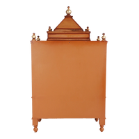Sacred Space Large Floor Rested Pooja Mandir/Wooden temple for home with doors in Teak Gold color back view