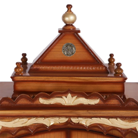 Sacred Space Large Floor Rested Pooja Mandir/Wooden temple for home with doors in Teak Gold color zoom view dome