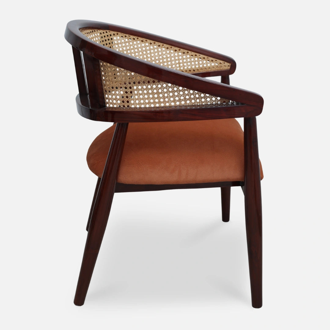 Sahaj Teak Wood Arm Chair (Brown Orange)side view